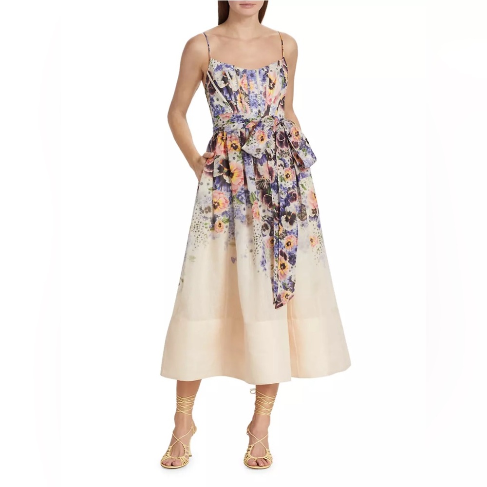 NWT ZIMMERMANN Tama Belted Floral Midi-Dress Size Zimm 2 - Picture 3 of 14